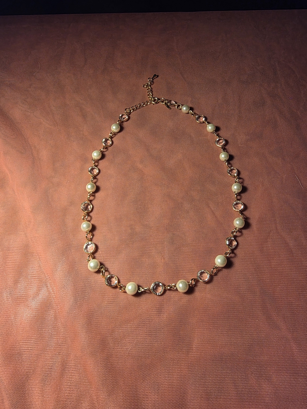 Two Sisters Gold-Tone Faux Pearl & Crystal Link Necklace - Women’s Necklace